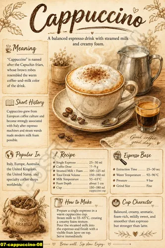 Poster cara bikin kopi cappuccino untuk cafe