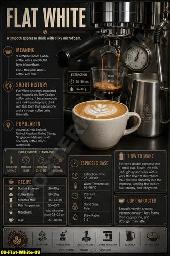 Contoh poster kopi flat white untuk cafe minimalis