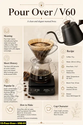 Poster cara bikin kopi manual brew V60