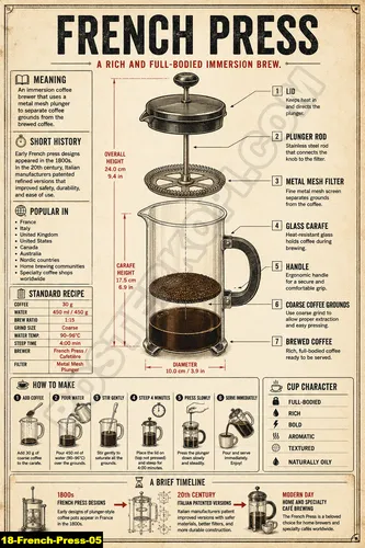 Background poster kopi french press untuk cafe