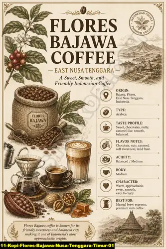 Poster kopi hijau Flores Bajawa untuk promosi