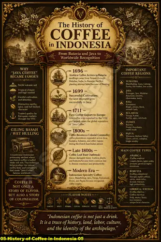 Poster tentang kopi dan sejarah kopi Indonesia