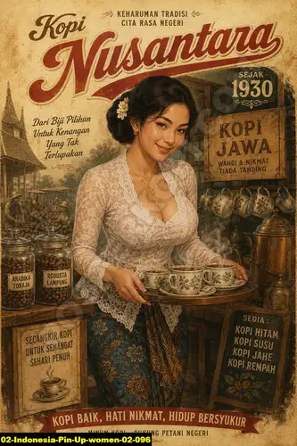 Poster kopi Indonesia Pin Up Women 02 096 untuk cafe dan barista