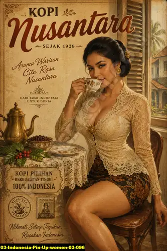 Poster kopi Indonesia Pin Up Women 03 096 untuk cafe dan barista
